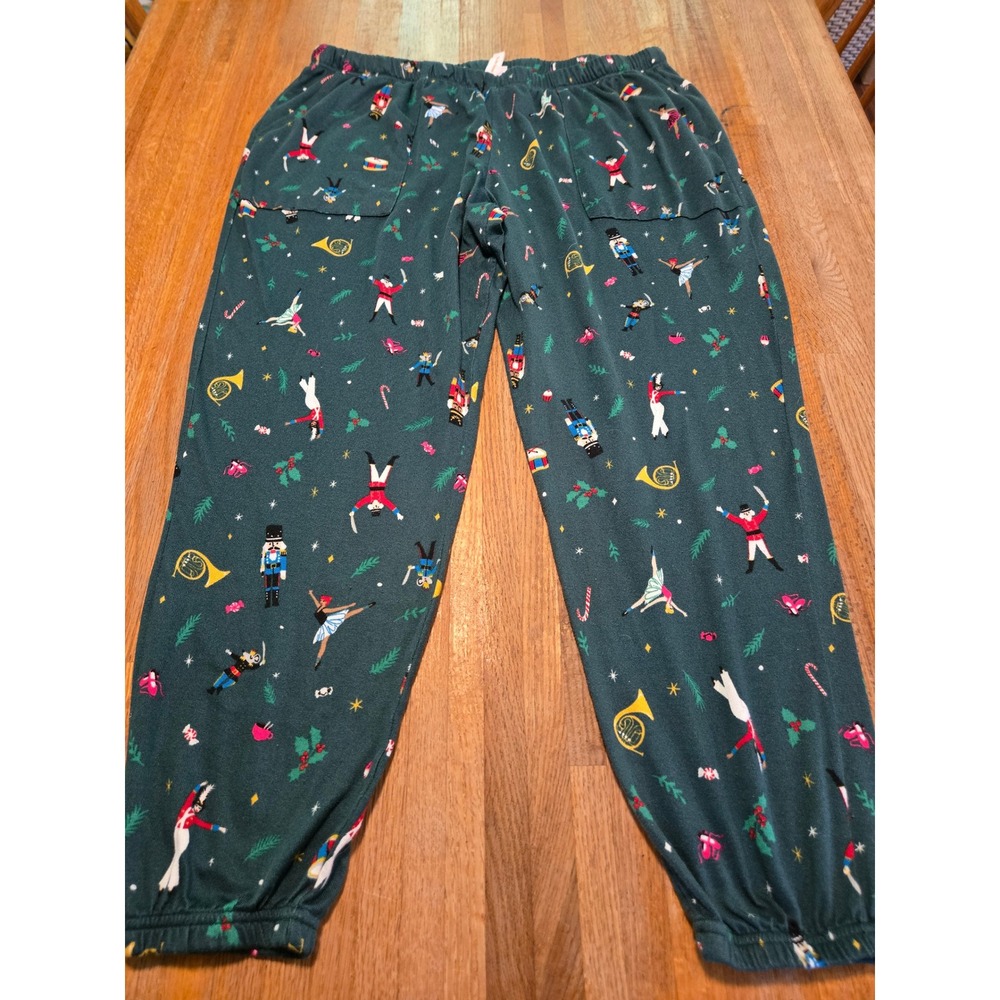 Joyspun Women XL Green Holiday Nutcracker Christmas Joggers Sleep Pajama Pants